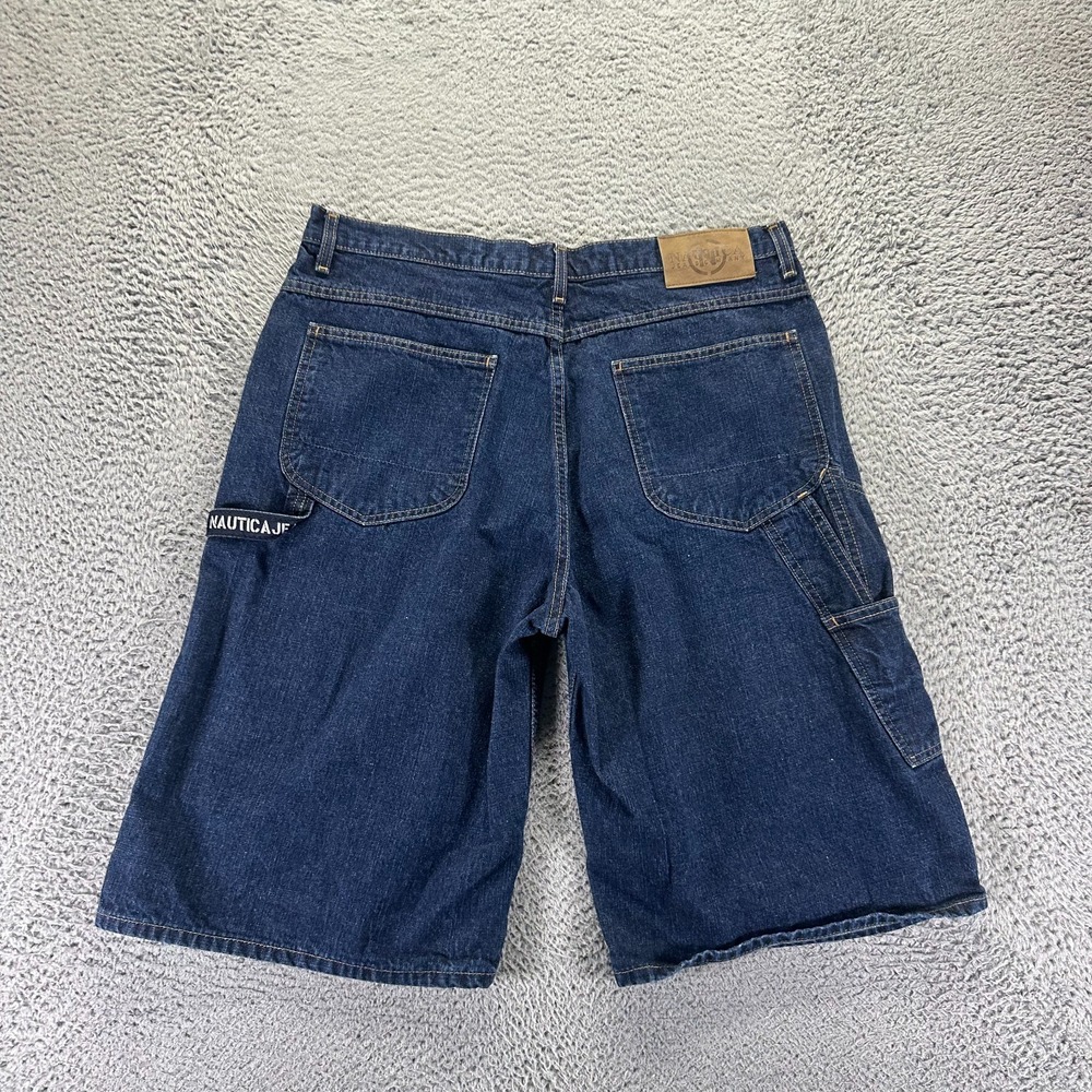 Vintage Nautica Short Mens 36 Blue Cotton Denim Bermuda Straight Workwear Baggy